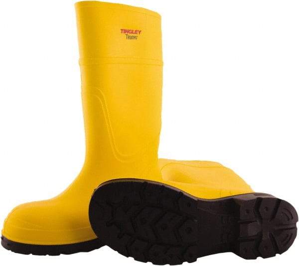 Tingley - Unisex Size 12 Medium Width Steel Knee Boot - Yellow, Navy, Polyurethane Upper, Polyurethane Outsole, 15" High, Pull-On - Makers Industrial Supply