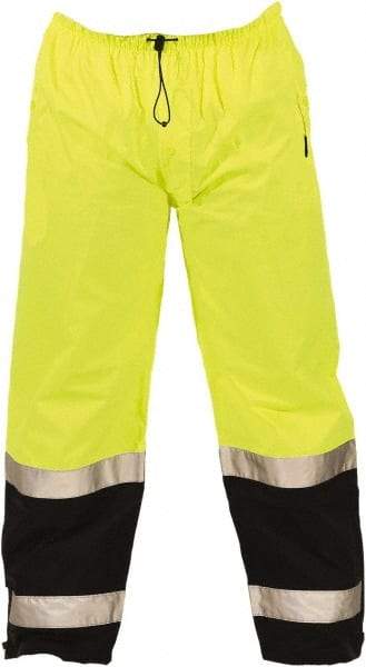 Tingley - Size M Polyurethane on 75 Denier Ripstop Polyester High-Visibility Pants - Snap Closure, No Pockets, 36" to 38" Waist, 29" Inseam, Yellow/Green, ANSI 107-2015 Class E - Makers Industrial Supply