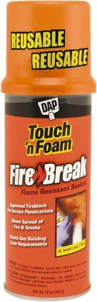 DAP - 12 oz Aerosol Orange Polyurethane Fire Barrier Foam - 10 to 25 min Tack Free Dry Time, 4 hr Full Cure Time - Makers Industrial Supply