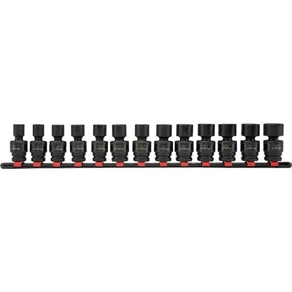 Blackhawk by Proto - 13 Piece 13/8" Drive Deep Well Impact Socket Set - 6 Points, 7 to 19mm Range, Metric Measurement - Makers Industrial Supply