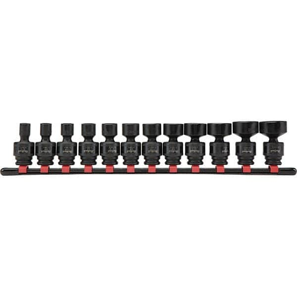 Blackhawk by Proto - 12 Piece 3/8" Drive Impact Socket Set - 6 Points, 5/16" to 1" Range, Inch Measurement Standard - Makers Industrial Supply