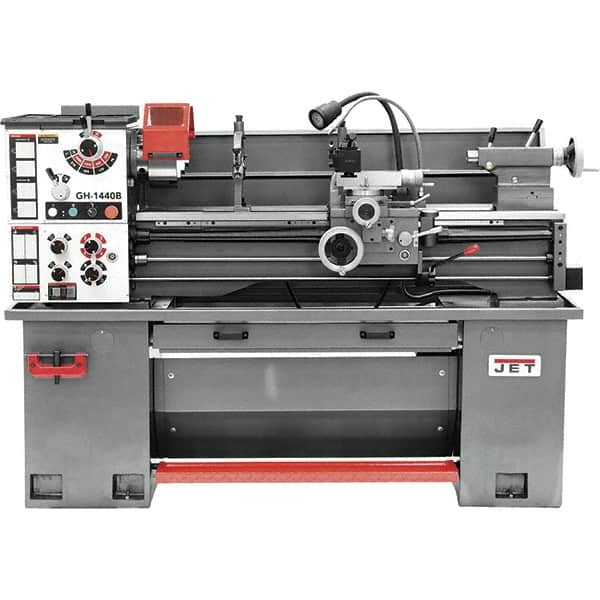 Jet - 14" Swing, 36-7/8" Between Centers, 230 Volt, Single Phase Bench Lathe - 2 hp, 70 to 1,900 RPM Spindle Speed, 2" Spindle Bore Diam, 76-13/32" OAL x 29-29/32" OAH x 59-13/16" Overall Depth - Makers Industrial Supply