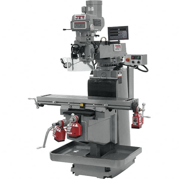 Jet - 54" Table Width x 12" Table Length, Variable Speed Pulley Control, 3 Phase Knee Milling Machine - NST40 Spindle Taper, 5 hp - Makers Industrial Supply