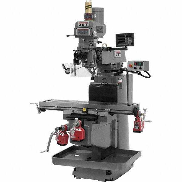 Jet - 54" Table Width x 12" Table Length, Variable Speed Pulley Control, 3 Phase Knee Milling Machine - NST40 Spindle Taper, 5 hp - Makers Industrial Supply