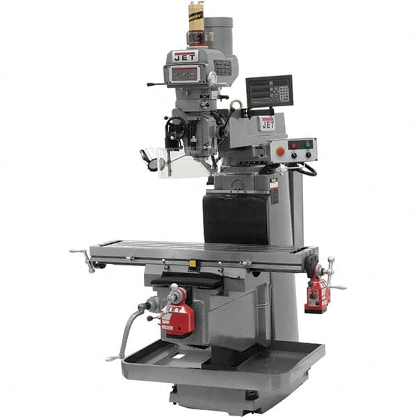 Jet - 54" Table Width x 12" Table Length, Variable Speed Pulley Control, 3 Phase Knee Milling Machine - NST40 Spindle Taper, 5 hp - Makers Industrial Supply