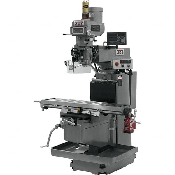 Jet - 54" Table Width x 12" Table Length, Variable Speed Pulley Control, 3 Phase Knee Milling Machine - NST40 Spindle Taper, 5 hp - Makers Industrial Supply