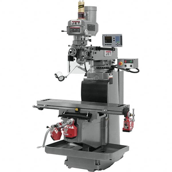 Jet - 54" Table Width x 12" Table Length, Variable Speed Pulley Control, 3 Phase Knee Milling Machine - R8 Spindle Taper, 5 hp - Makers Industrial Supply