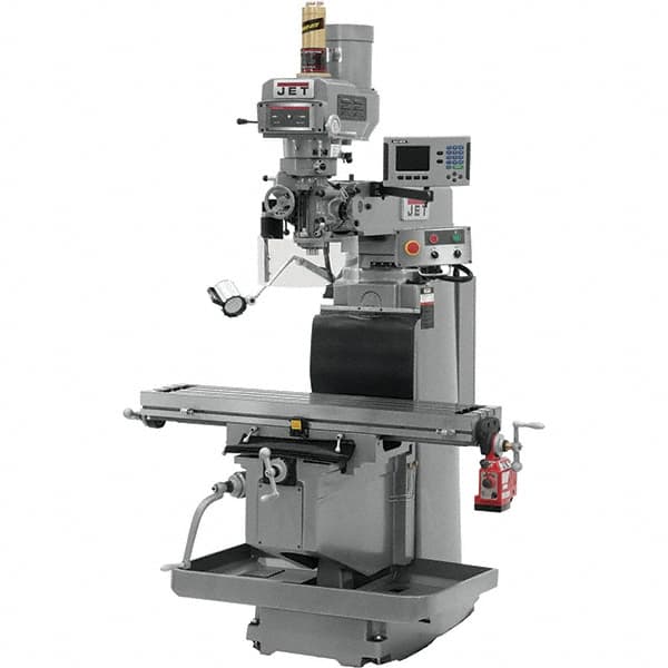 Jet - 54" Table Width x 12" Table Length, Variable Speed Pulley Control, 3 Phase Knee Milling Machine - R8 Spindle Taper, 5 hp - Makers Industrial Supply