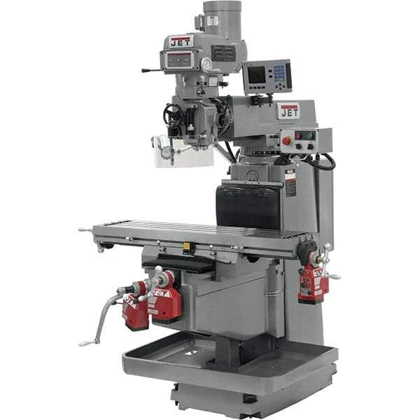 Jet - 54" Table Width x 12" Table Length, Variable Speed Pulley Control, 3 Phase Knee Milling Machine - NST40 Spindle Taper, 5 hp - Makers Industrial Supply