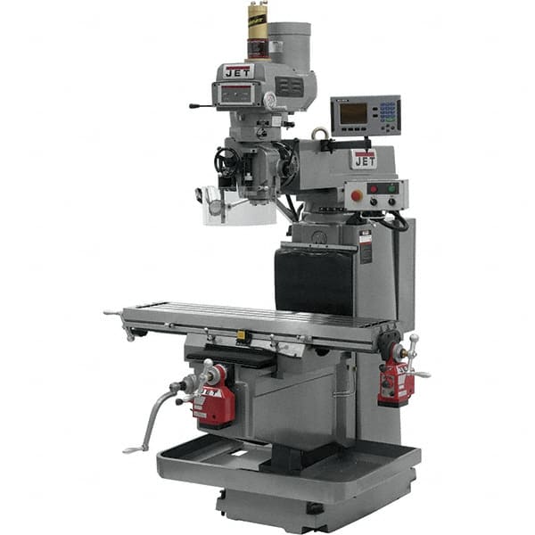 Jet - 54" Table Width x 12" Table Length, Variable Speed Pulley Control, 3 Phase Knee Milling Machine - NST40 Spindle Taper, 5 hp - Makers Industrial Supply