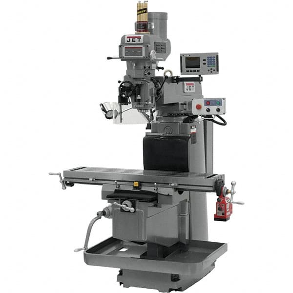 Jet - 54" Table Width x 12" Table Length, Variable Speed Pulley Control, 3 Phase Knee Milling Machine - NST40 Spindle Taper, 5 hp - Makers Industrial Supply