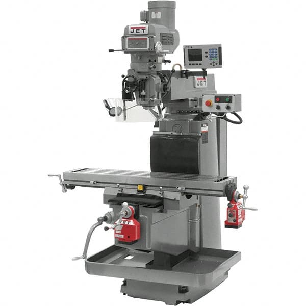 Jet - 54" Table Width x 12" Table Length, Variable Speed Pulley Control, 3 Phase Knee Milling Machine - NST40 Spindle Taper, 5 hp - Makers Industrial Supply