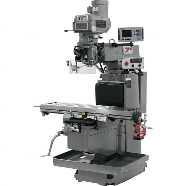 Jet - 54" Table Width x 12" Table Length, Variable Speed Pulley Control, 3 Phase Knee Milling Machine - NST40 Spindle Taper, 5 hp - Makers Industrial Supply