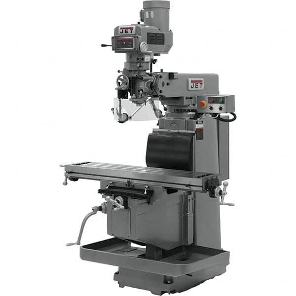 Jet - 54" Table Width x 12" Table Length, Variable Speed Pulley Control, 3 Phase Knee Milling Machine - NST40 Spindle Taper, 5 hp - Makers Industrial Supply