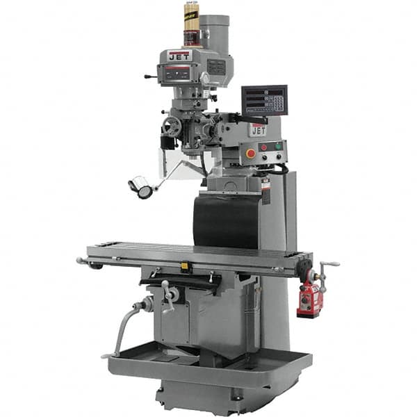 Jet - 54" Table Width x 12" Table Length, Variable Speed Pulley Control, 3 Phase Knee Milling Machine - R8 Spindle Taper, 5 hp - Makers Industrial Supply