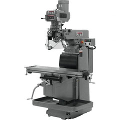 Jet - 54" Table Width x 12" Table Length, Electronic Variable Speed Control, 3 Phase Knee Milling Machine - NST40 Spindle Taper, 5 hp - Makers Industrial Supply