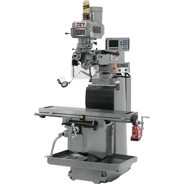 Jet - 54" Table Width x 12" Table Length, Electronic Variable Speed Control, 3 Phase Knee Milling Machine - R8 Spindle Taper, 5 hp - Makers Industrial Supply