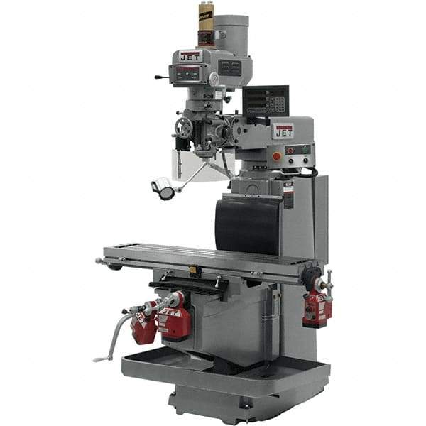 Jet - 54" Table Width x 12" Table Length, Electronic Variable Speed Control, 3 Phase Knee Milling Machine - R8 Spindle Taper, 5 hp - Makers Industrial Supply