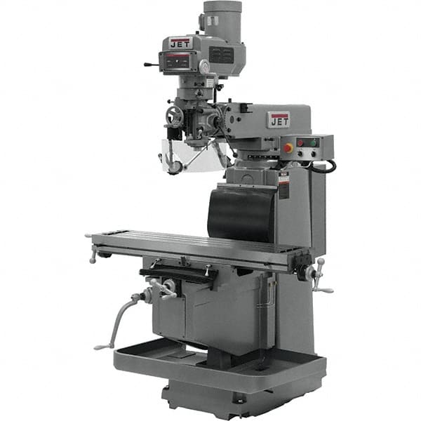 Jet - 54" Table Width x 12" Table Length, Electronic Variable Speed Control, 3 Phase Knee Milling Machine - R8 Spindle Taper, 5 hp - Makers Industrial Supply