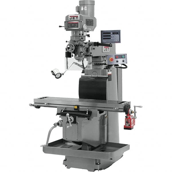 Jet - 54" Table Width x 12" Table Length, Electronic Variable Speed Control, 3 Phase Knee Milling Machine - R8 Spindle Taper, 5 hp - Makers Industrial Supply