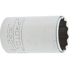 Proto - 3/8" Drive, Intermediate Hand Socket - 12 Points, 1-25/32" OAL, Steel, Full Polish Finish - Makers Industrial Supply