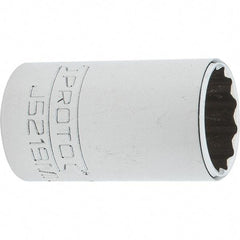 Proto - 3/8" Drive, Intermediate Hand Socket - 12 Points, 1-25/32" OAL, Steel, Full Polish Finish - Makers Industrial Supply