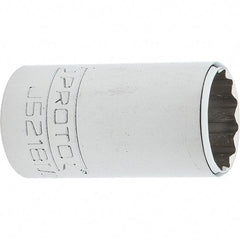 Proto - 3/8" Drive, Intermediate Hand Socket - 12 Points, 1-25/32" OAL, Steel, Full Polish Finish - Makers Industrial Supply