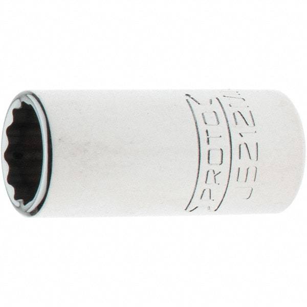 Proto - 3/8" Drive, Intermediate Hand Socket - 12 Points, 1-33/64" OAL, Steel, Full Polish Finish - Makers Industrial Supply