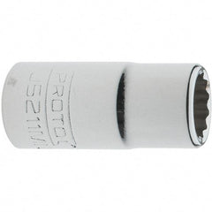 Proto - 3/8" Drive, Intermediate Hand Socket - 12 Points, 1-33/64" OAL, Steel, Full Polish Finish - Makers Industrial Supply