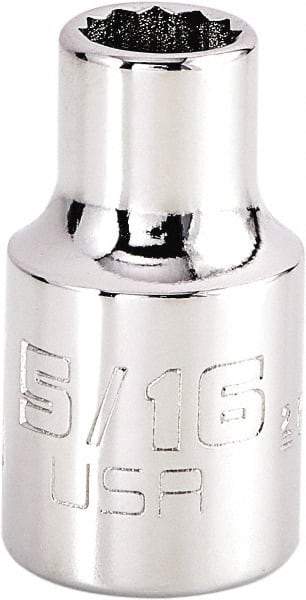 Proto - 5/16", 3/8" Drive, Intermediate Hand Socket - 12 Points, 1-15/64" OAL, Steel, Full Polish Finish - Makers Industrial Supply