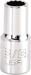 Proto - 3/8", 3/8" Drive, Intermediate Hand Socket - 12 Points, 1-15/64" OAL, Steel, Full Polish Finish - Makers Industrial Supply