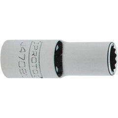 Proto - 1/4", 3/8" Drive, Intermediate Hand Socket - 12 Points, 1-15/64" OAL, Steel, Full Polish Finish - Makers Industrial Supply