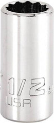 Proto - 1/2", 3/8" Drive, Intermediate Hand Socket - 12 Points, 1-15/64" OAL, Steel, Full Polish Finish - Makers Industrial Supply