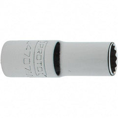 Proto - 1/4" Drive, Intermediate Hand Socket - 12 Points, 1-17/64" OAL, Steel, Full Polish Finish - Makers Industrial Supply