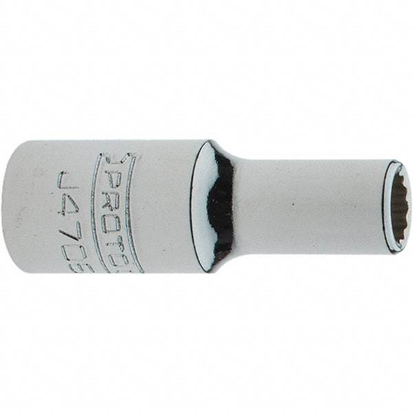 Proto - 1/4" Drive, Intermediate Hand Socket - 12 Points, 1-17/64" OAL, Steel, Full Polish Finish - Makers Industrial Supply