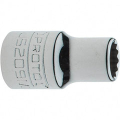 Proto - 3/8" Drive, Intermediate Hand Socket - 12 Points, 1-17/64" OAL, Steel, Full Polish Finish - Makers Industrial Supply