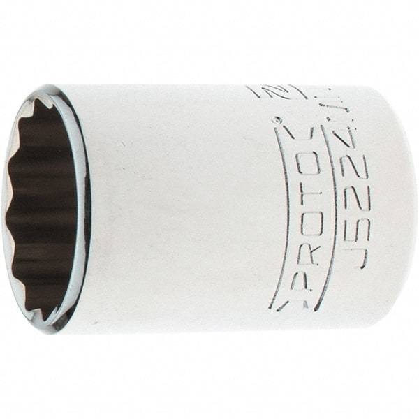 Proto - 3/8" Drive, Intermediate Hand Socket - 12 Points, 1-25/32" OAL, Steel, Full Polish Finish - Makers Industrial Supply