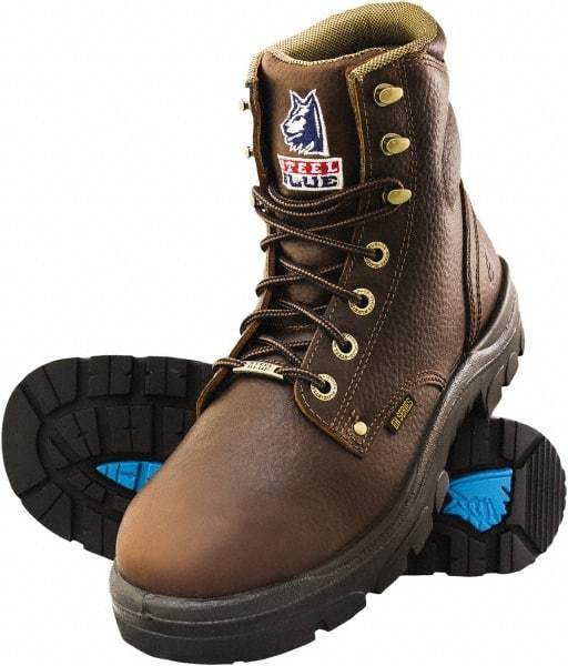 Steel Blue - Men's Size 10.5 Wide Width Steel Work Boot - Oak, Leather Upper, TPU Outsole, 6" High, Lace-Up - Makers Industrial Supply