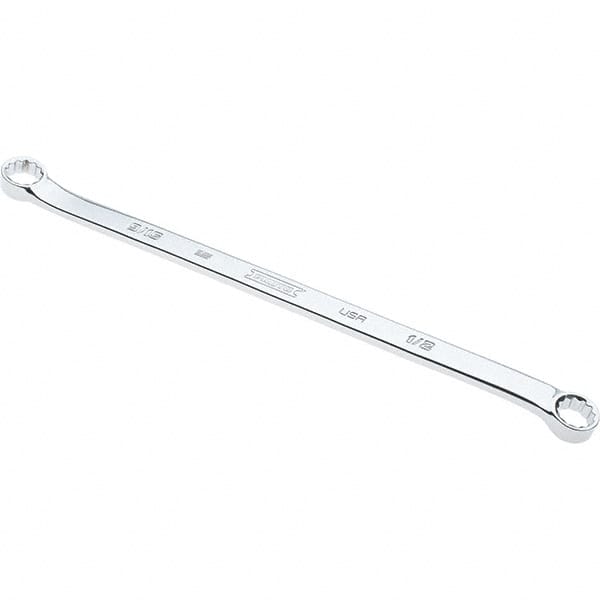 Proto - 1/2" x 9/16" 12 Point Box Wrench - Double End, 53/64" Head Diam x 3/8" Head Thickness, 11-35/64" OAL, Steel, Polished Finish, 15° Offset - Makers Industrial Supply