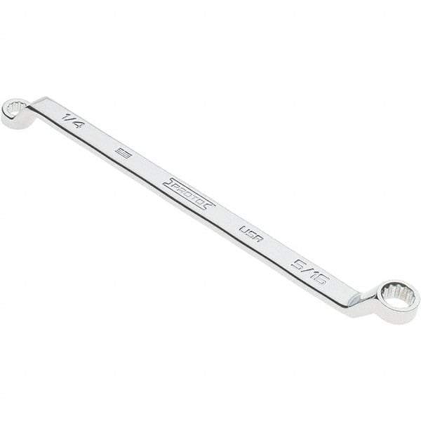 Proto - 1/4" x 5/16" 12 Point Box Wrench - Double End, 13/32" Head Diam x 15/32" Head Thickness, 6-19/32" OAL, Steel, Polished Finish, 15° Offset - Makers Industrial Supply