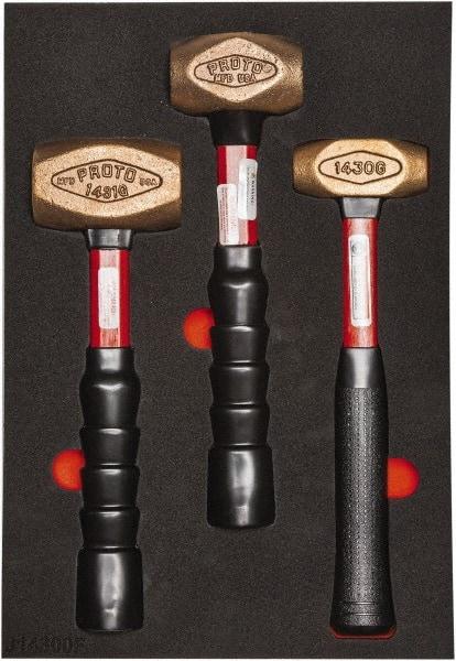 Proto - 3 Piece, 2-5/8, 1-1/2, 1 Lb Head Weight, Dead Blow Hammer Set - 12" OAL, Fiberglass Handles - Makers Industrial Supply