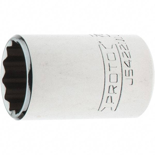 Proto - 1/2" Drive, Standard Hand Socket - 12 Points, 1-35/64" OAL, Steel, Chrome Finish - Makers Industrial Supply