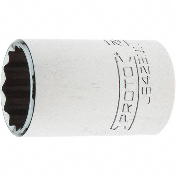 Proto - 1/2" Drive, Standard Hand Socket - 12 Points, 1-13/16" OAL, Steel, Chrome Finish - Makers Industrial Supply