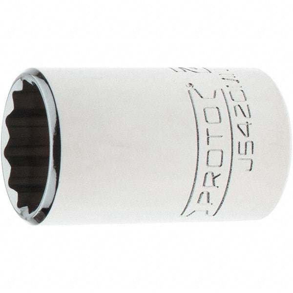 Proto - 1/2" Drive, Standard Hand Socket - 12 Points, 1-3/4" OAL, Steel, Chrome Finish - Makers Industrial Supply