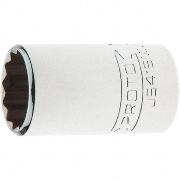 Proto - 1/2" Drive, Standard Hand Socket - 12 Points, 1-3/4" OAL, Steel, Chrome Finish - Makers Industrial Supply