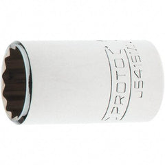 Proto - 1/2" Drive, Standard Hand Socket - 12 Points, 1-3/4" OAL, Steel, Chrome Finish - Makers Industrial Supply