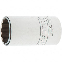 Proto - 1/2" Drive, Standard Hand Socket - 12 Points, 1-47/64" OAL, Steel, Chrome Finish - Makers Industrial Supply