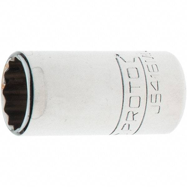 Proto - 1/2" Drive, Standard Hand Socket - 12 Points, 1-45/64" OAL, Steel, Chrome Finish - Makers Industrial Supply