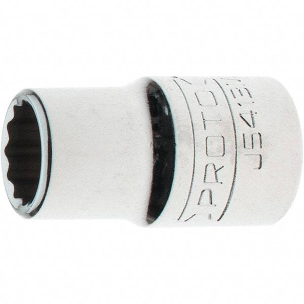 Proto - 1/2" Drive, Standard Hand Socket - 12 Points, 1-5/8" OAL, Steel, Chrome Finish - Makers Industrial Supply