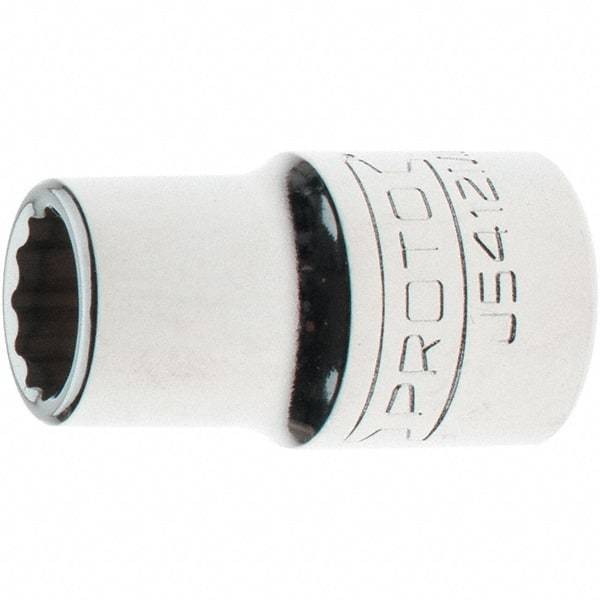 Proto - 1/2" Drive, Standard Hand Socket - 12 Points, 1-17/32" OAL, Steel, Chrome Finish - Makers Industrial Supply